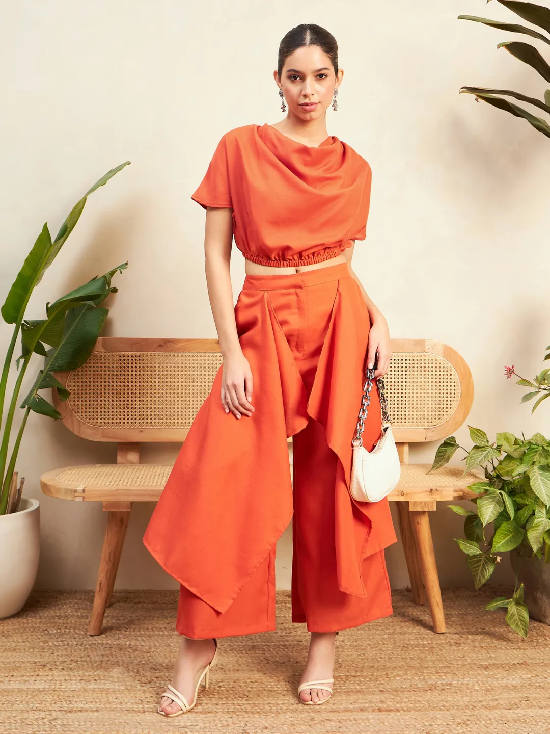 Linen Cowl Neck Two Piece Co-ord Set