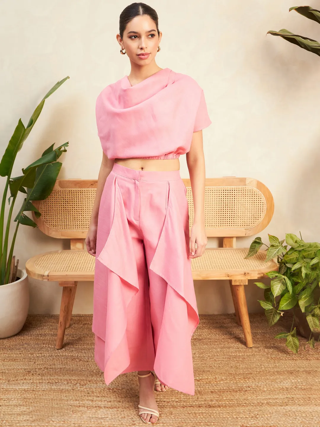Linen Cowl Neck Two Piece Co-ord Set