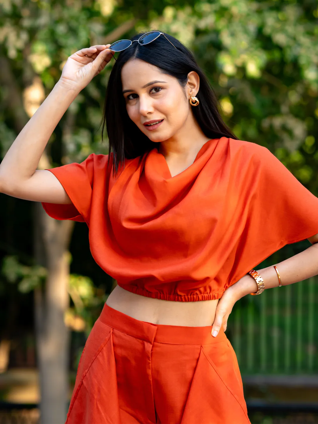 Linen Cowl Neck Two Piece Co-ord Set