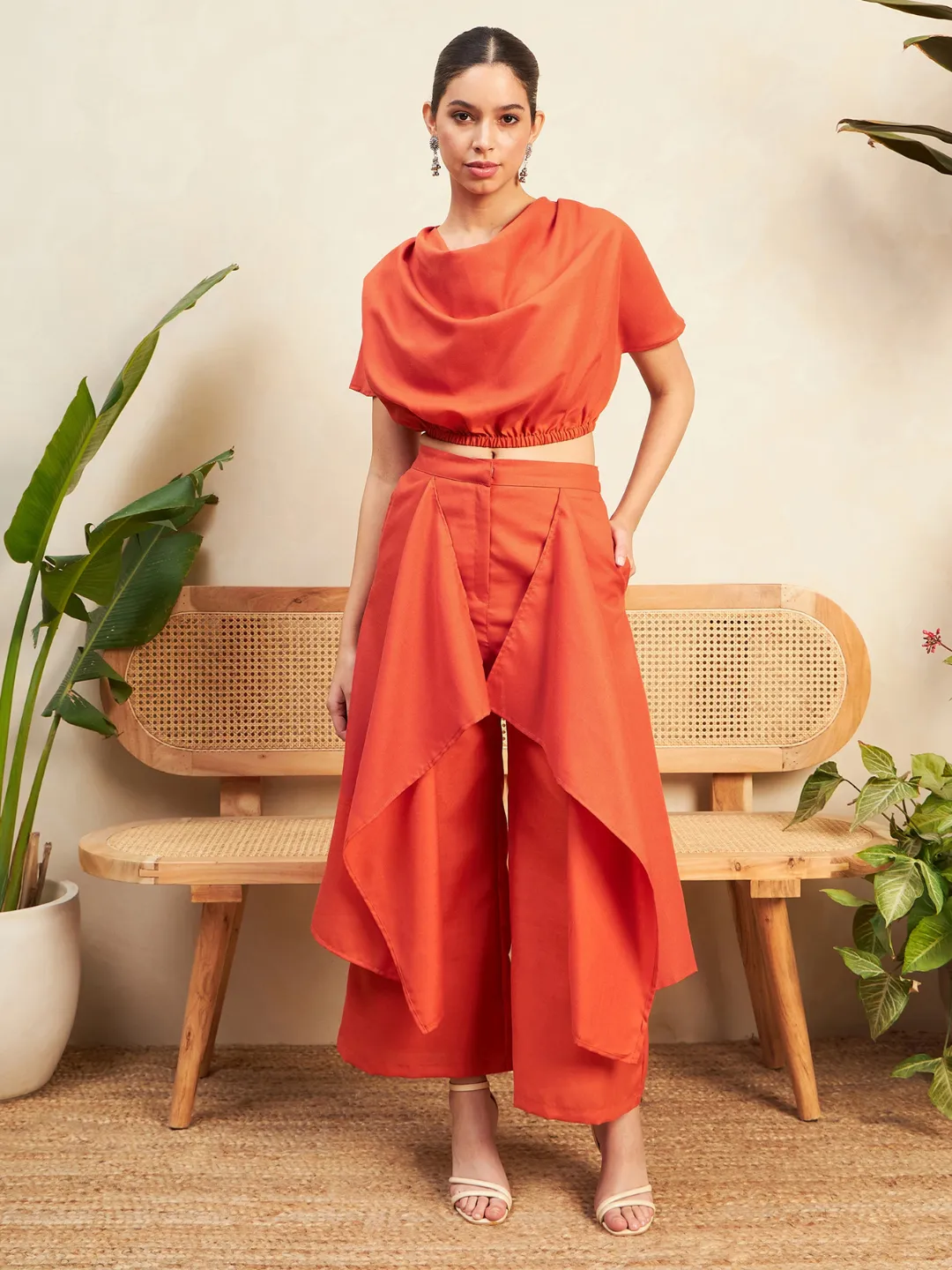 Linen Cowl Neck Two Piece Co-ord Set