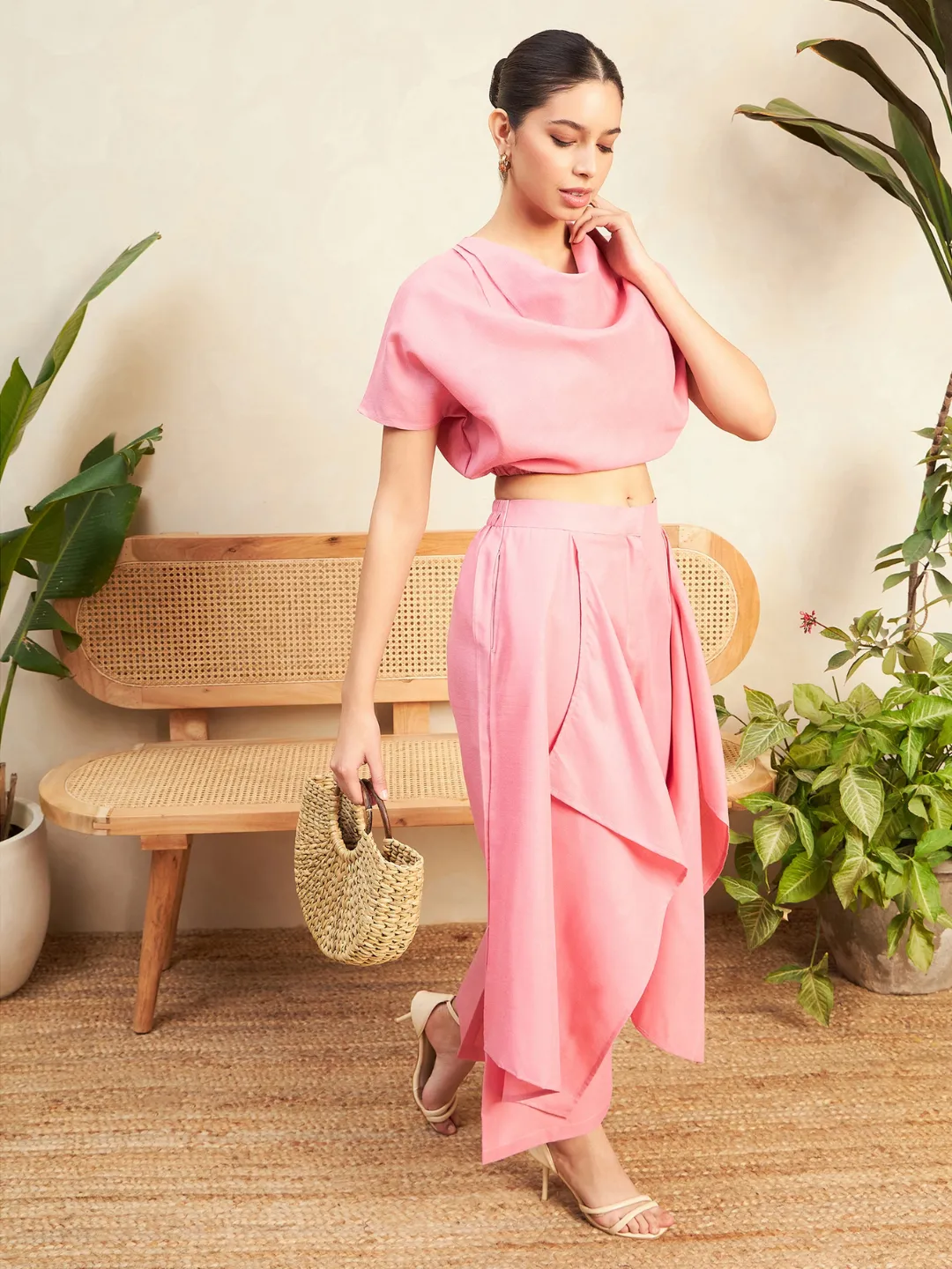 Linen Cowl Neck Two Piece Co-ord Set