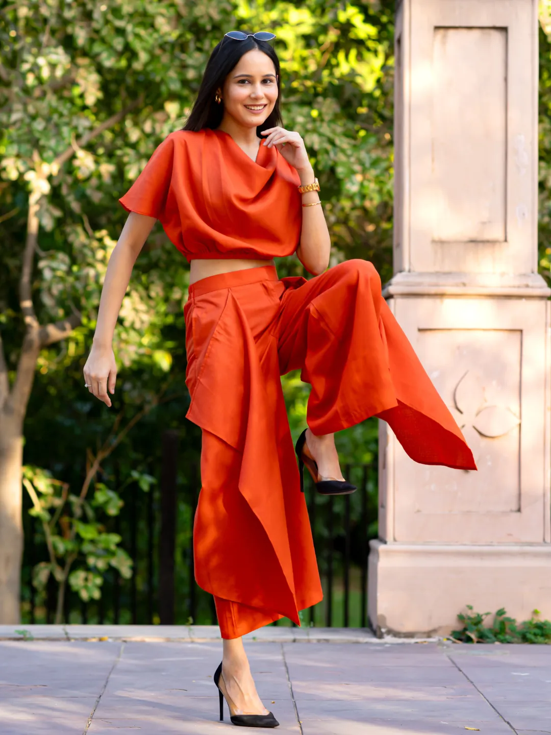Linen Cowl Neck Two Piece Co-ord Set