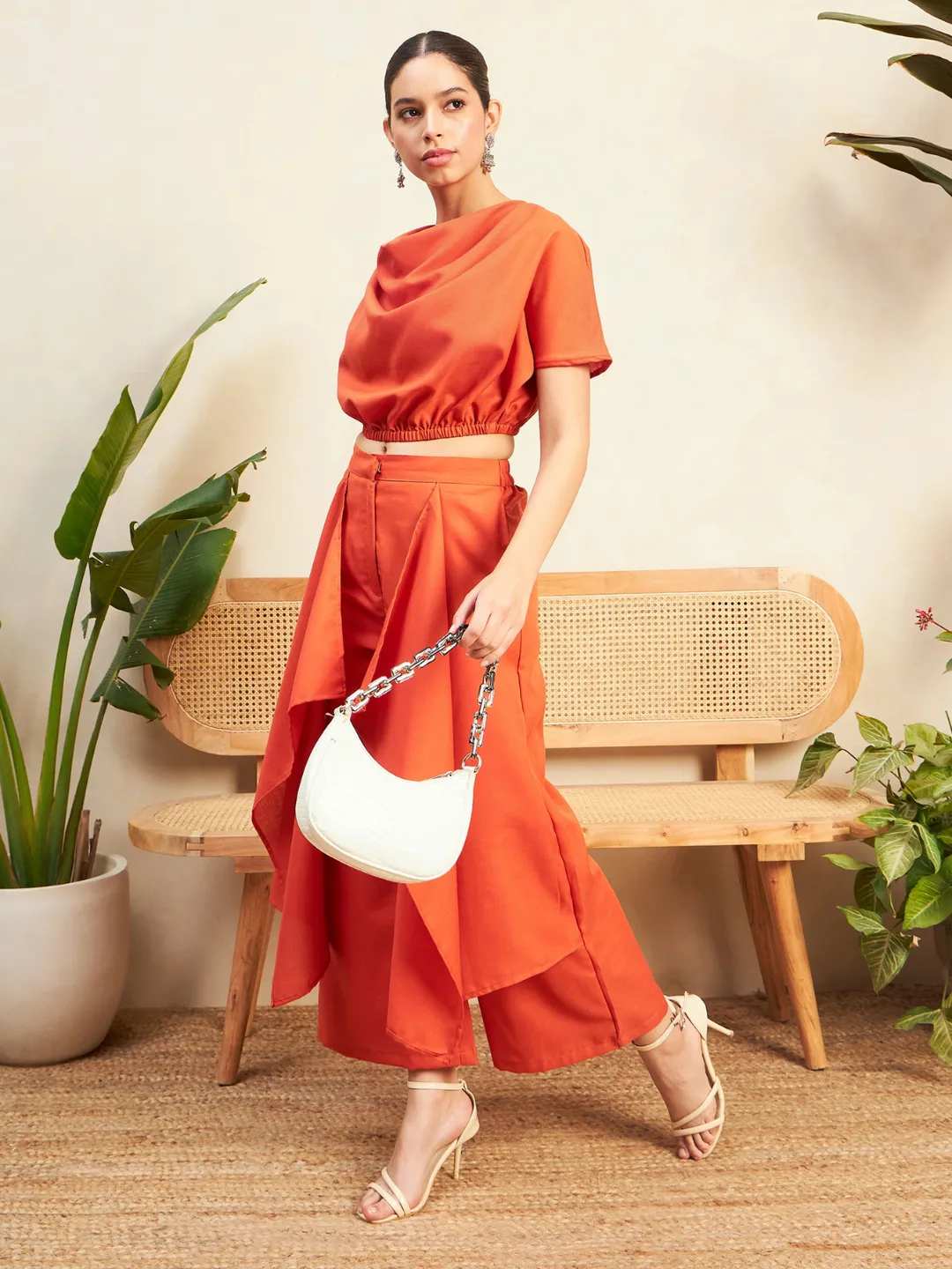 Linen Cowl Neck Two Piece Co-ord Set