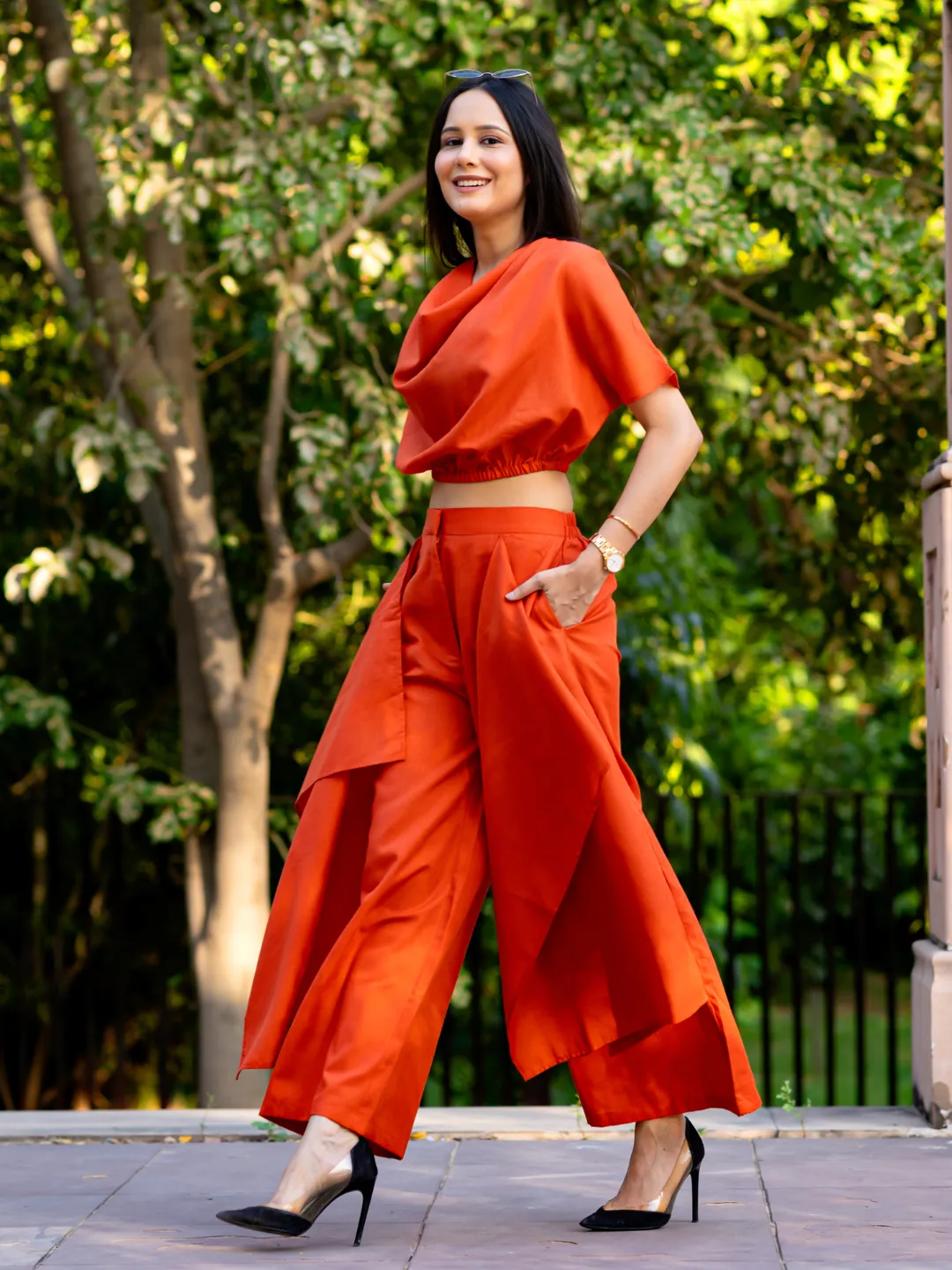 Linen Cowl Neck Two Piece Co-ord Set