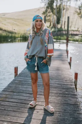 Meet The Moment Drawstring Shorts - Dark Wash