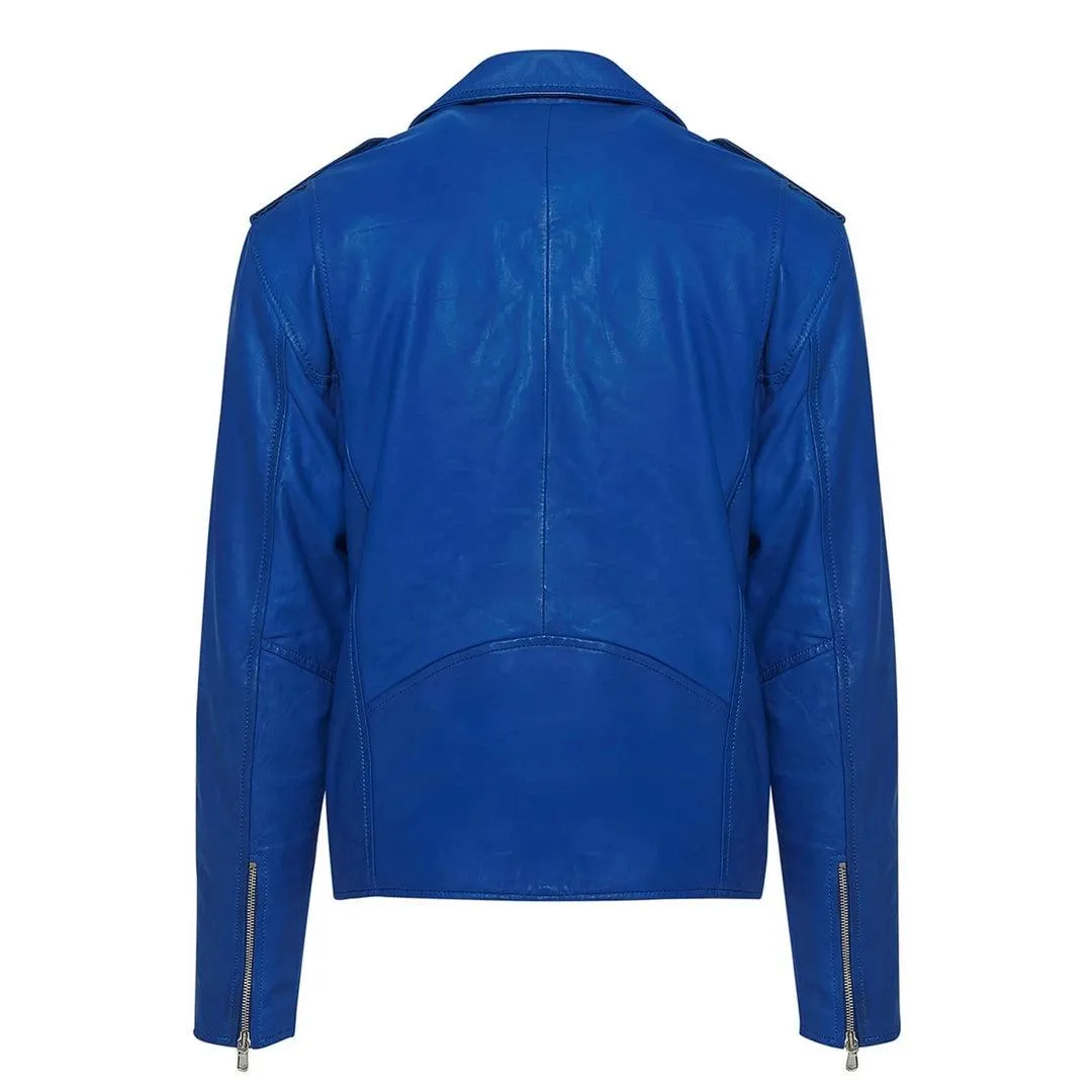Mens Cross Zip Real Leather Classic Retro Brando Jacket Biker Belted Grease