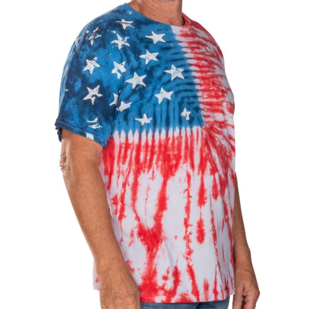 Men's Patriotic Tie Dye Painted Stars T-Shirt
