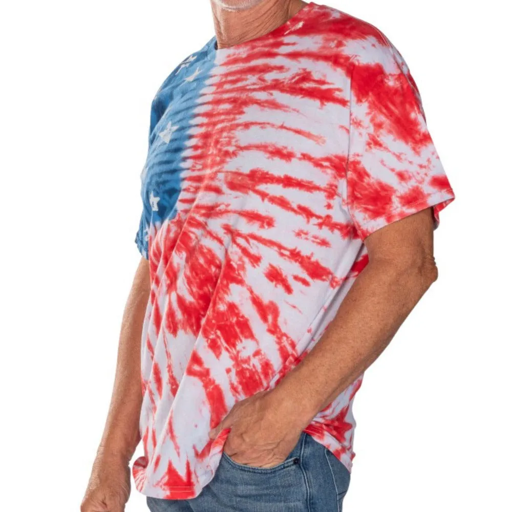 Men's Patriotic Tie Dye Painted Stars T-Shirt
