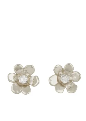 Mini Daisy Studs in Sterling Silver - Diamond