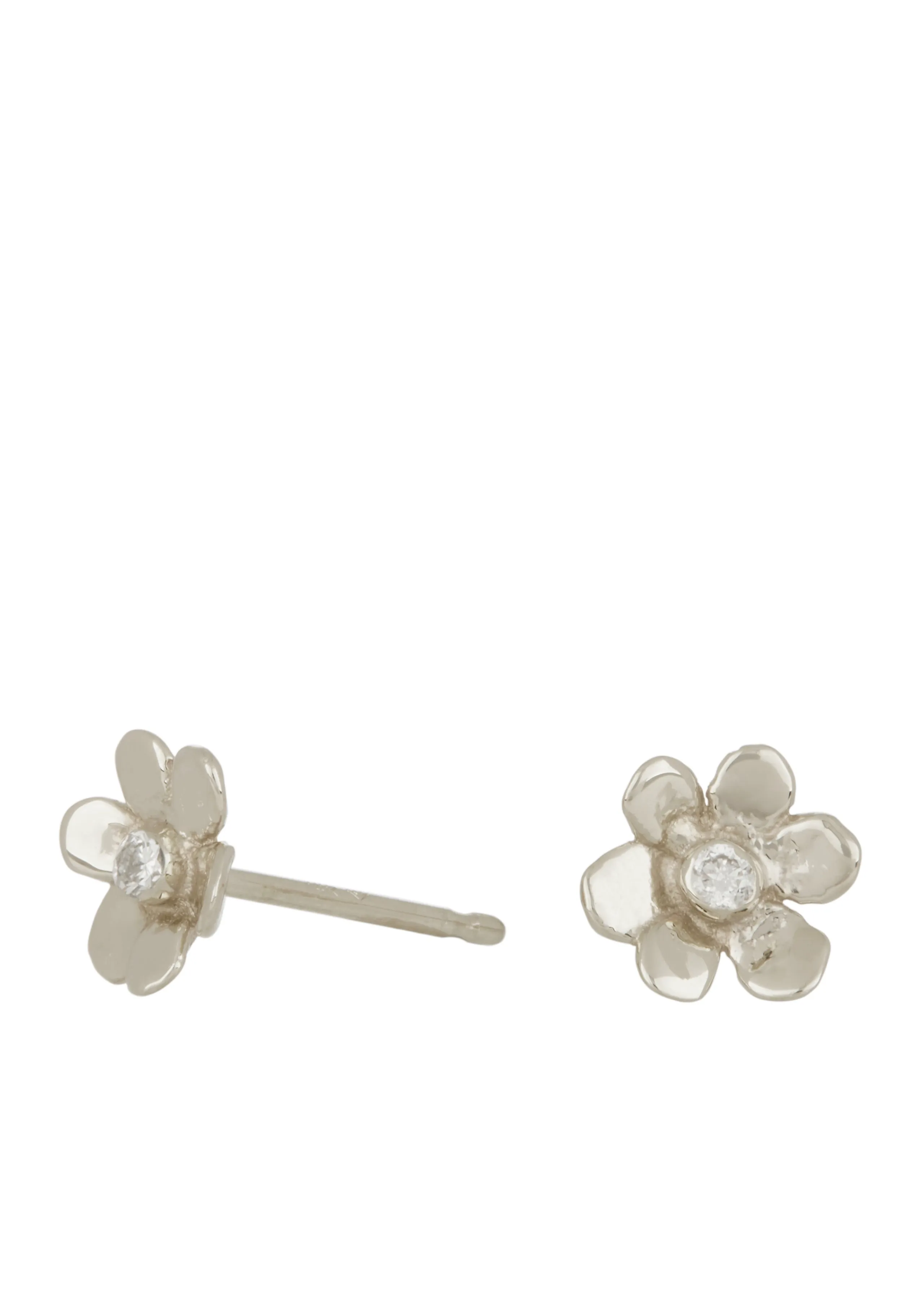 Mini Daisy Studs in Sterling Silver - Diamond