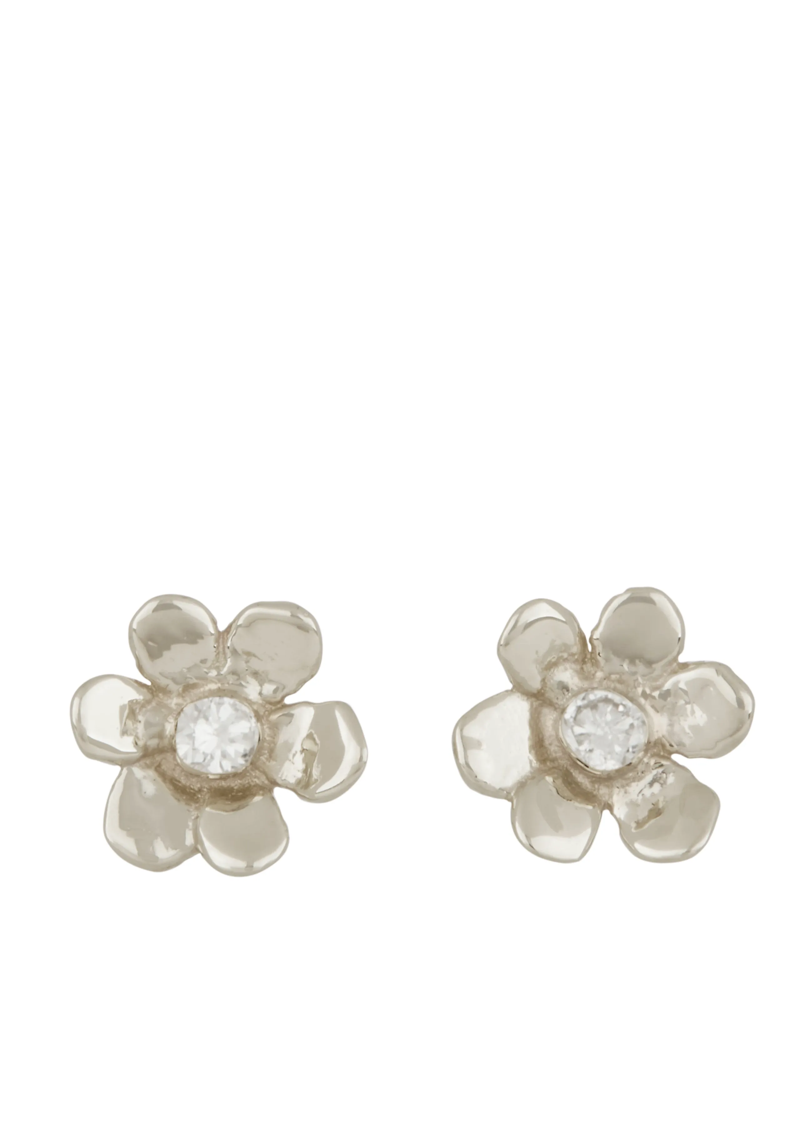 Mini Daisy Studs in Sterling Silver - Diamond