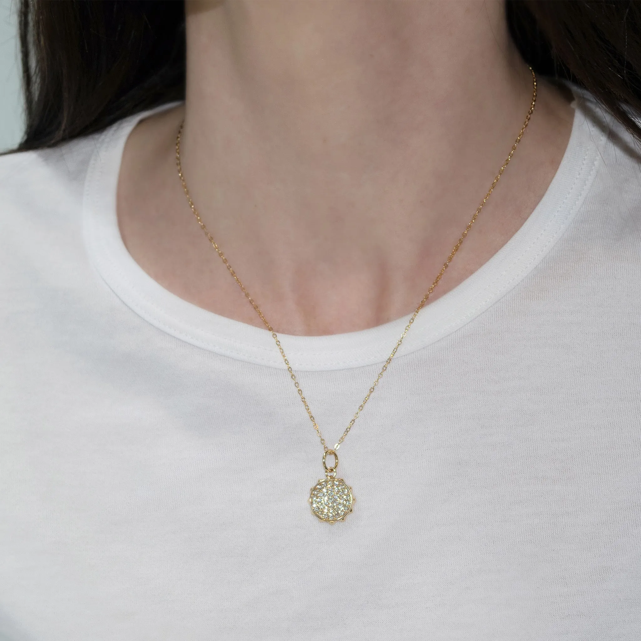 Mini Diamond "Happiness" Sun Charm Necklace