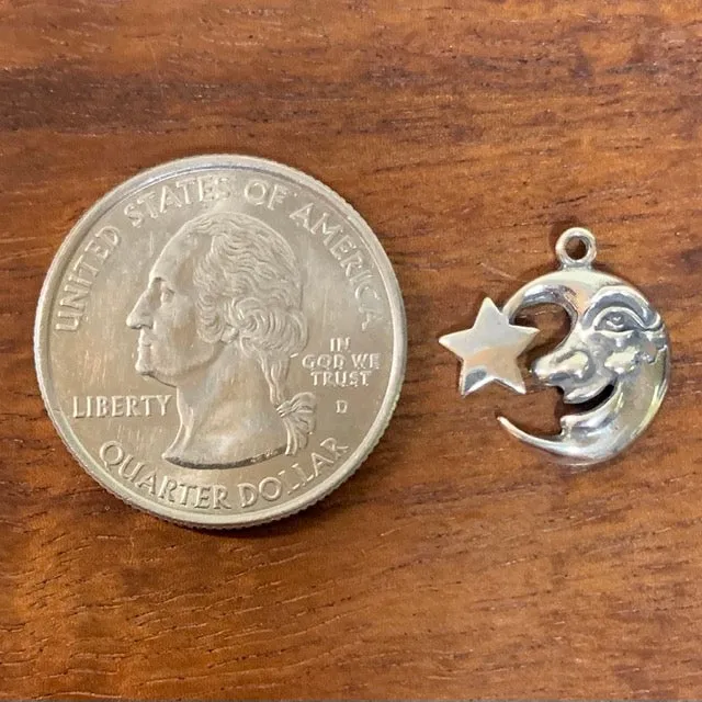 Moon Face With Star Charm