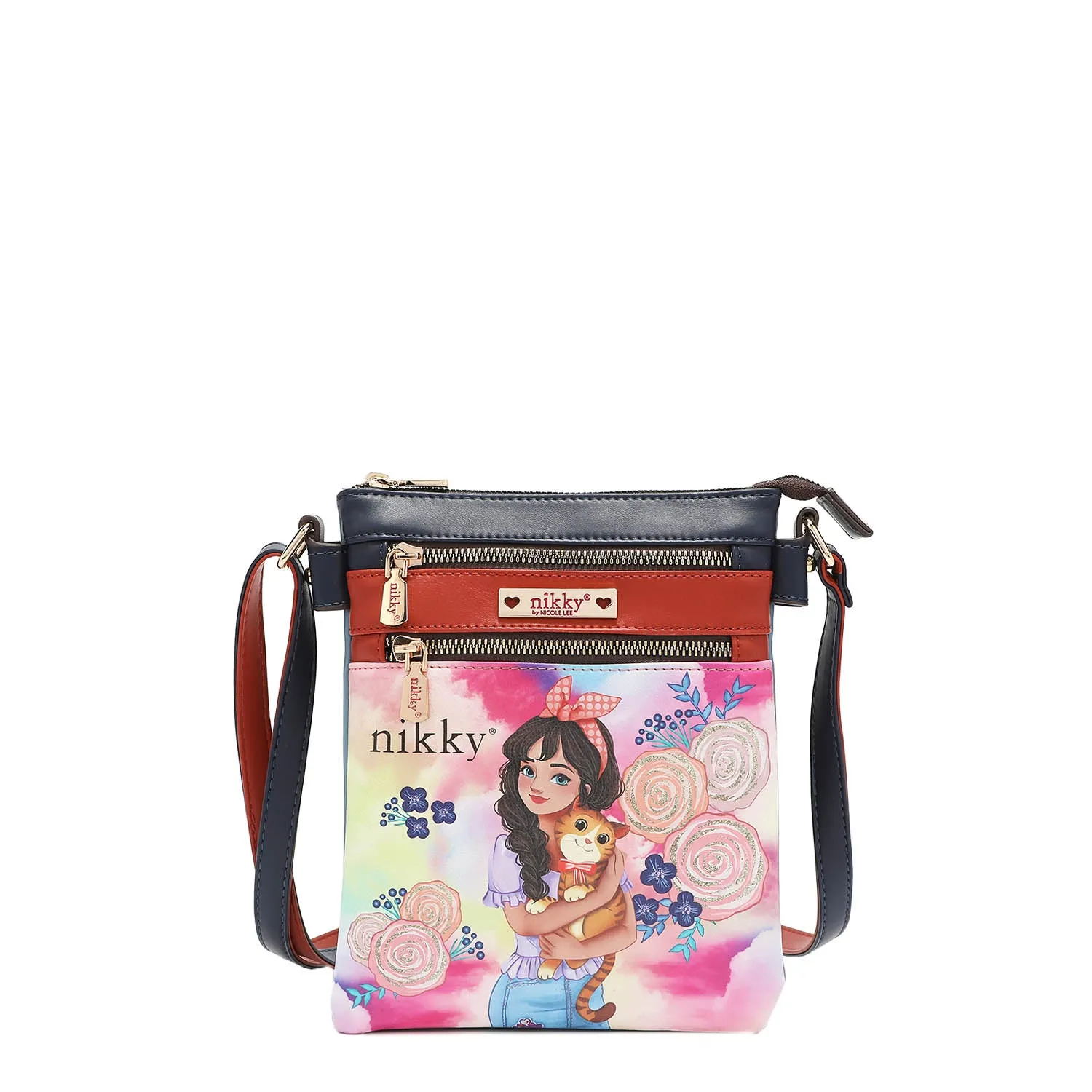 NIKKY DOUBLE ZIPPER CROSSBODY