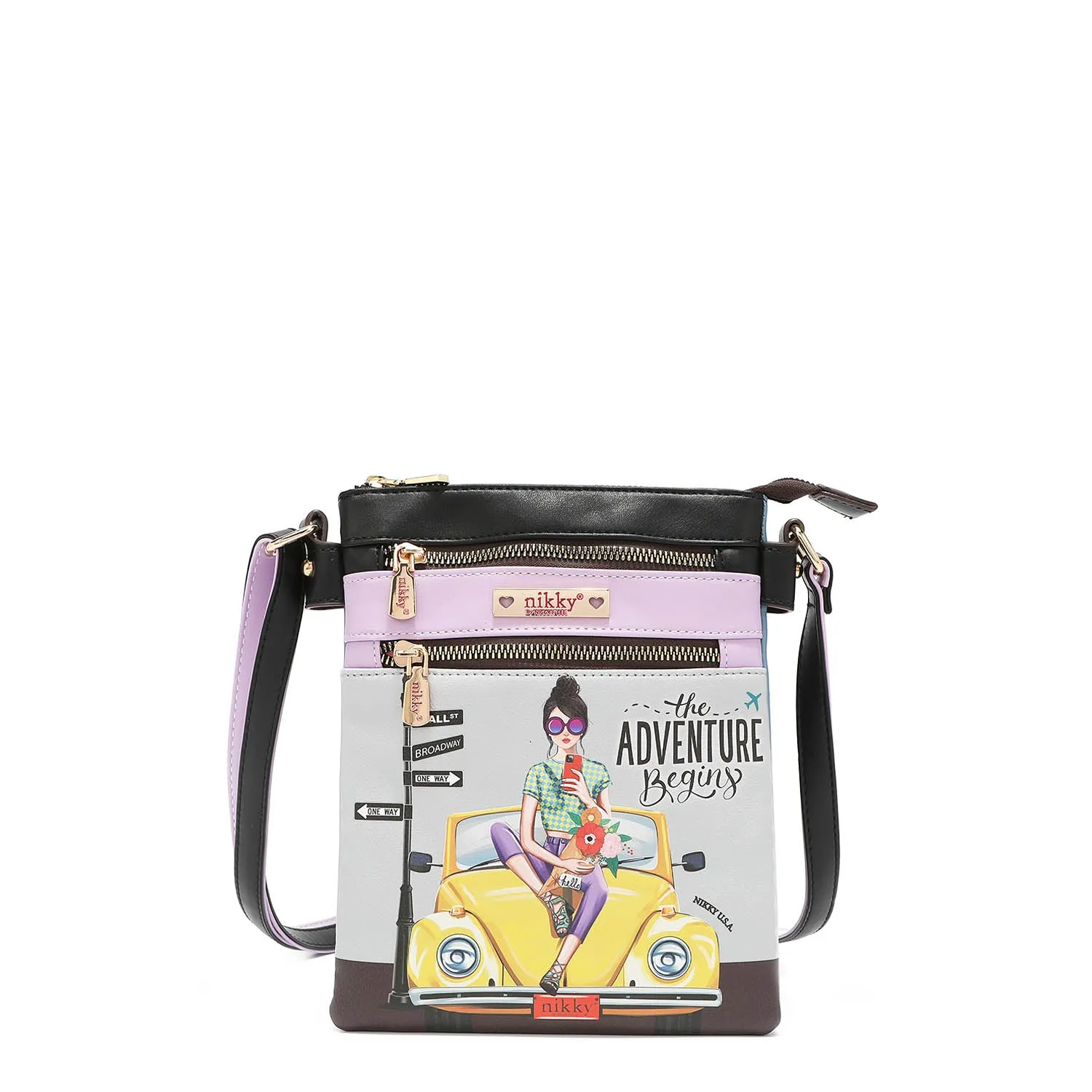 NIKKY DOUBLE ZIPPER CROSSBODY