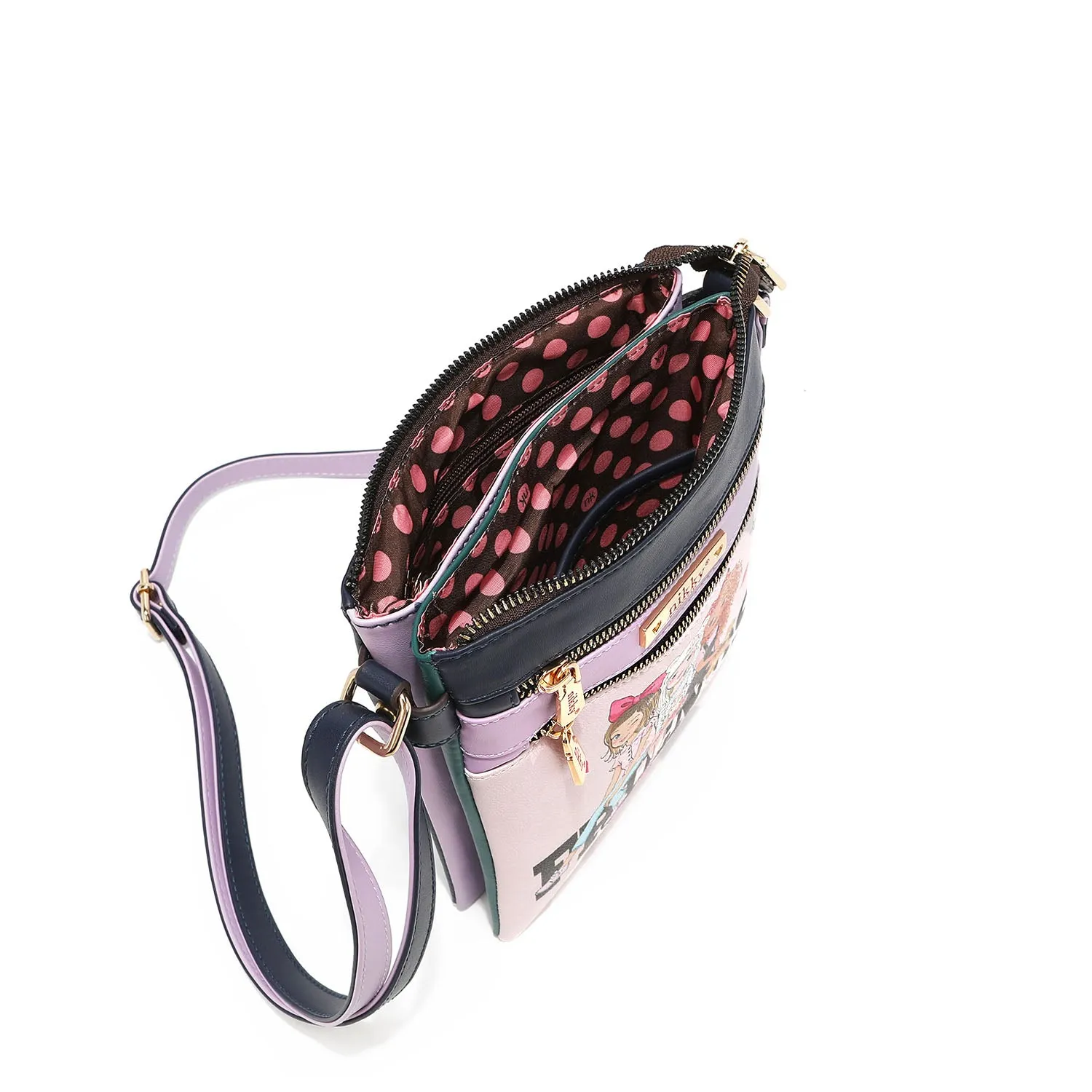 NIKKY DOUBLE ZIPPER CROSSBODY