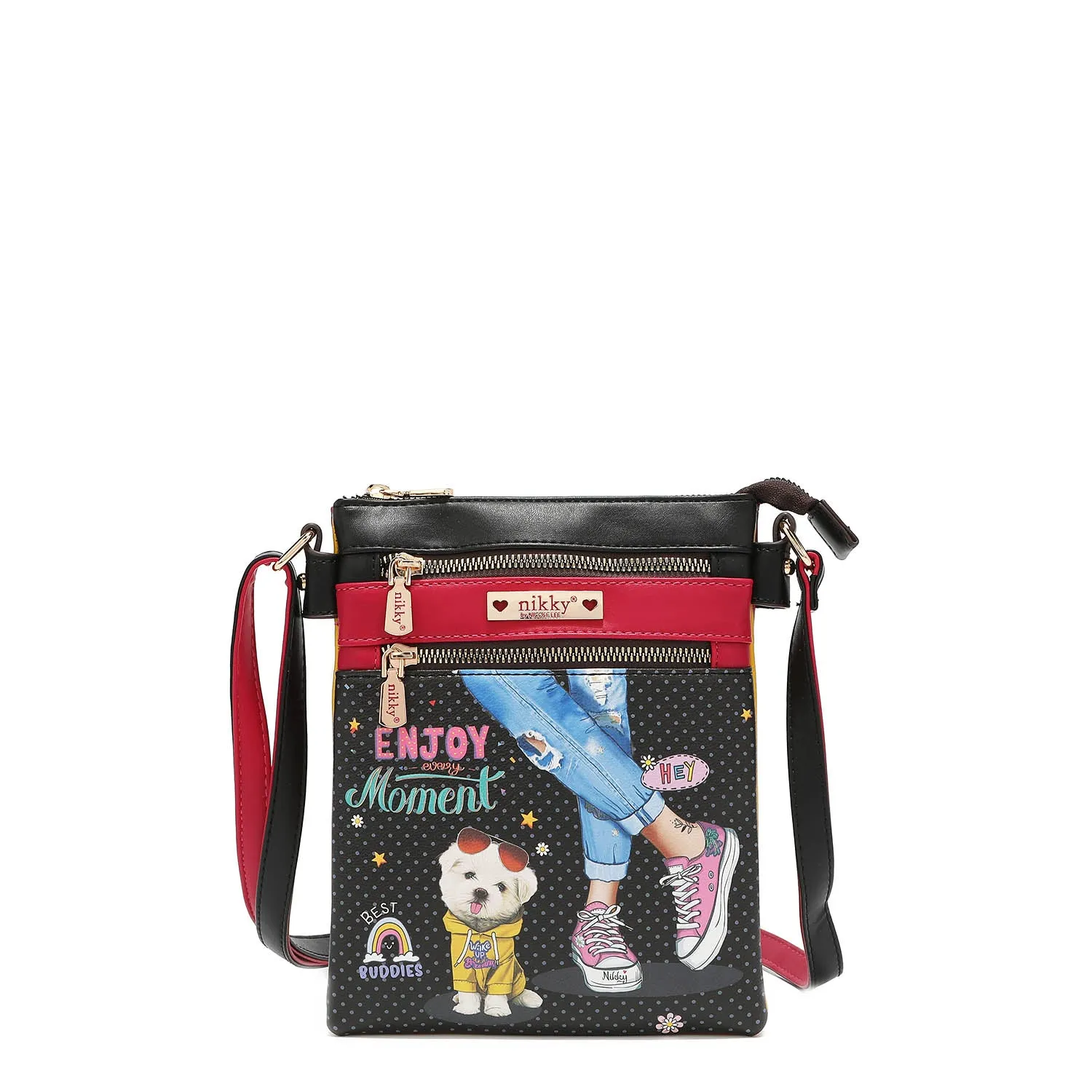 NIKKY DOUBLE ZIPPER CROSSBODY