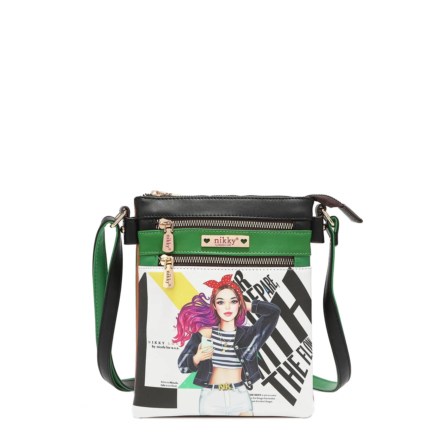 NIKKY DOUBLE ZIPPER CROSSBODY