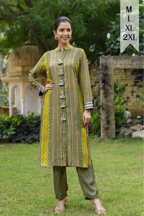 Olive Henna Striped Co-ord Set