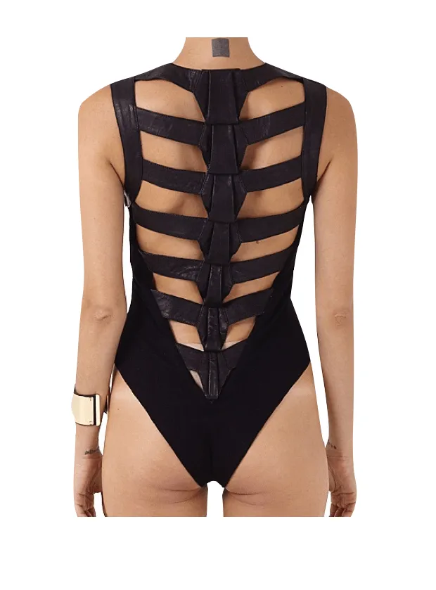 Onyx Leather Bodysuit