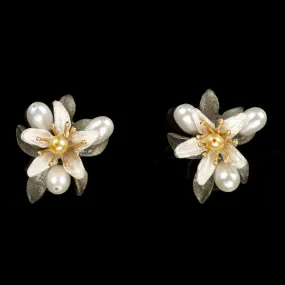 Orange Blossom Earrings - Flower Button Clip