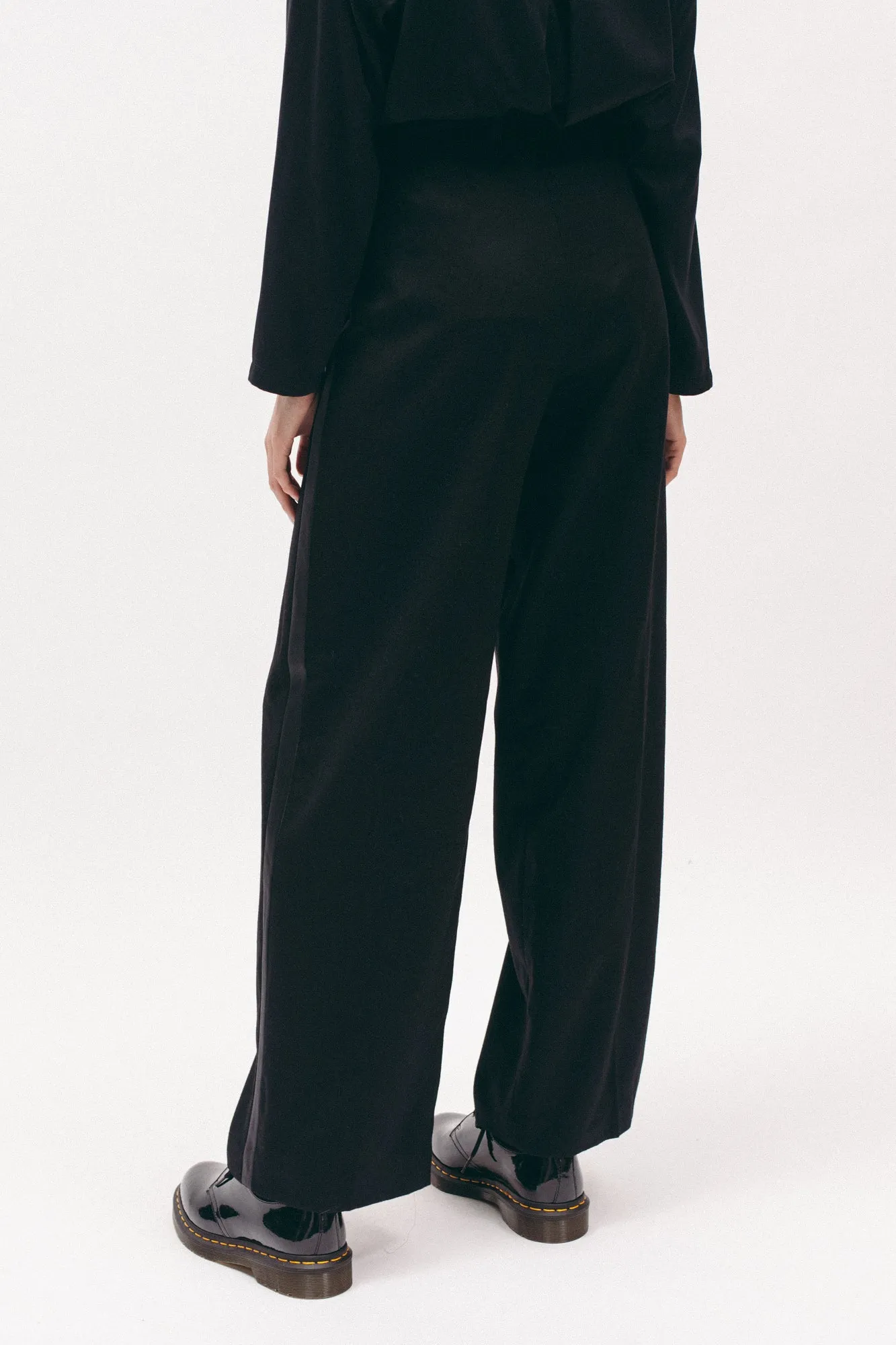 Pleated Tuxedo Trouser - Black