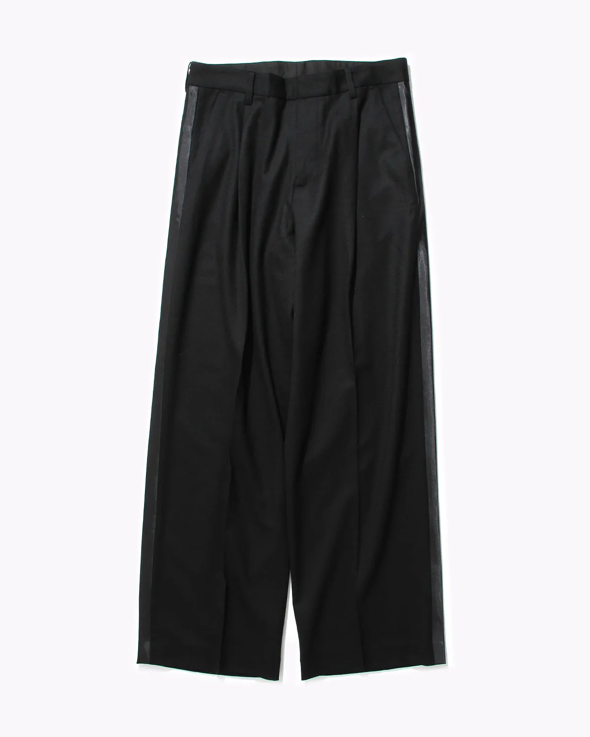 Pleated Tuxedo Trouser - Black