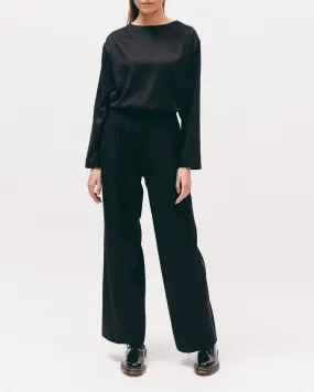 Pleated Tuxedo Trouser - Black