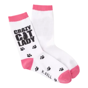 "Crazy Cat Lady" Crew Socks by K Bell-Medium