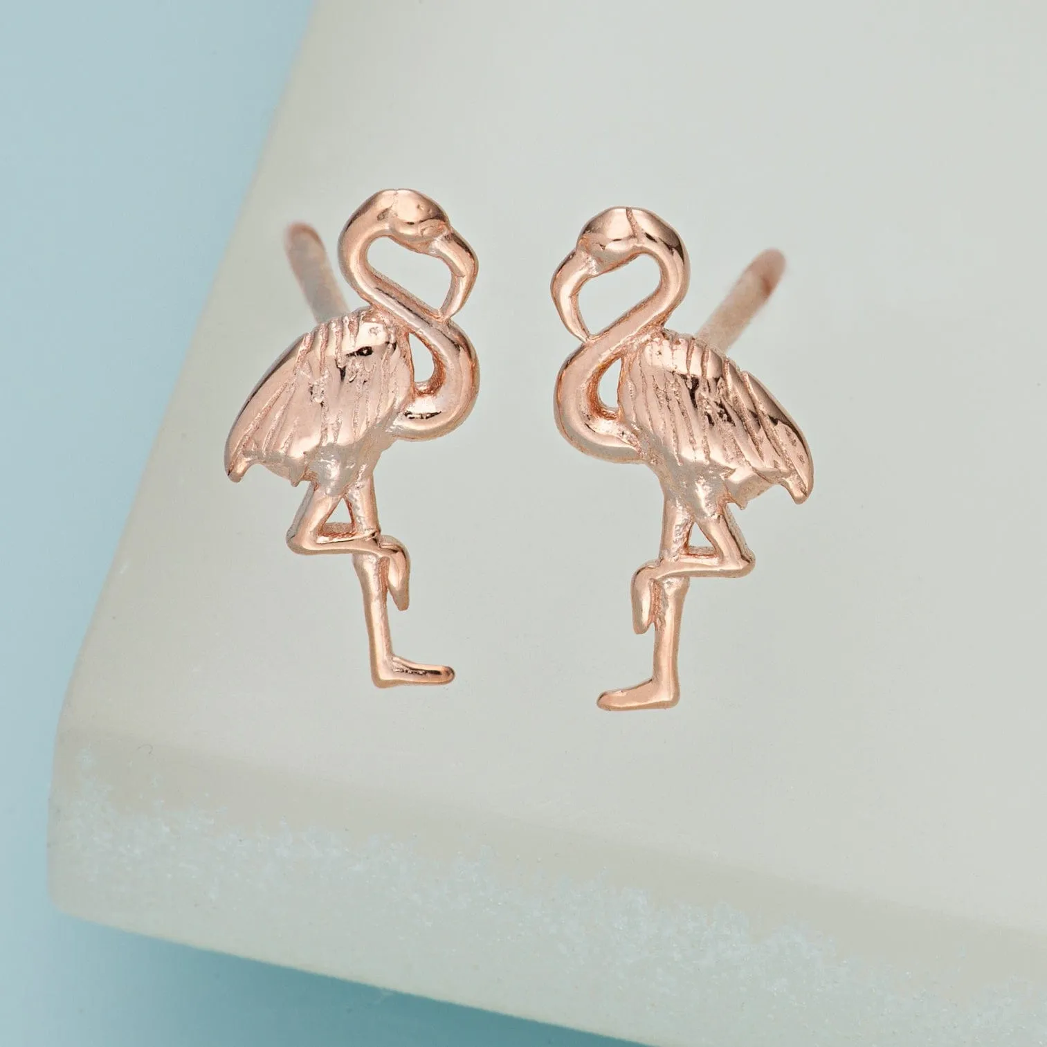 Rose Gold Plated Flamingo Stud Earrings