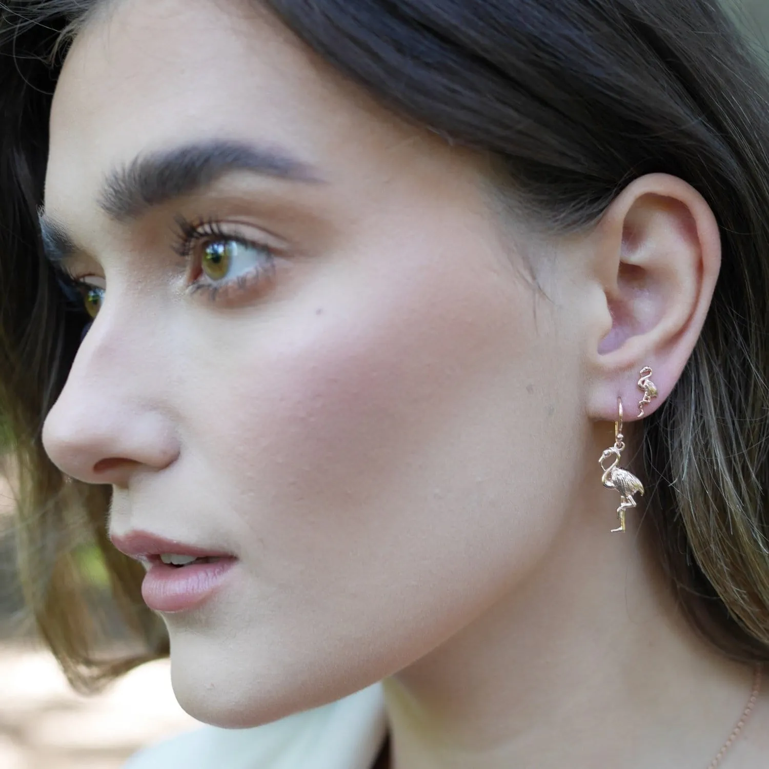 Rose Gold Plated Flamingo Stud Earrings