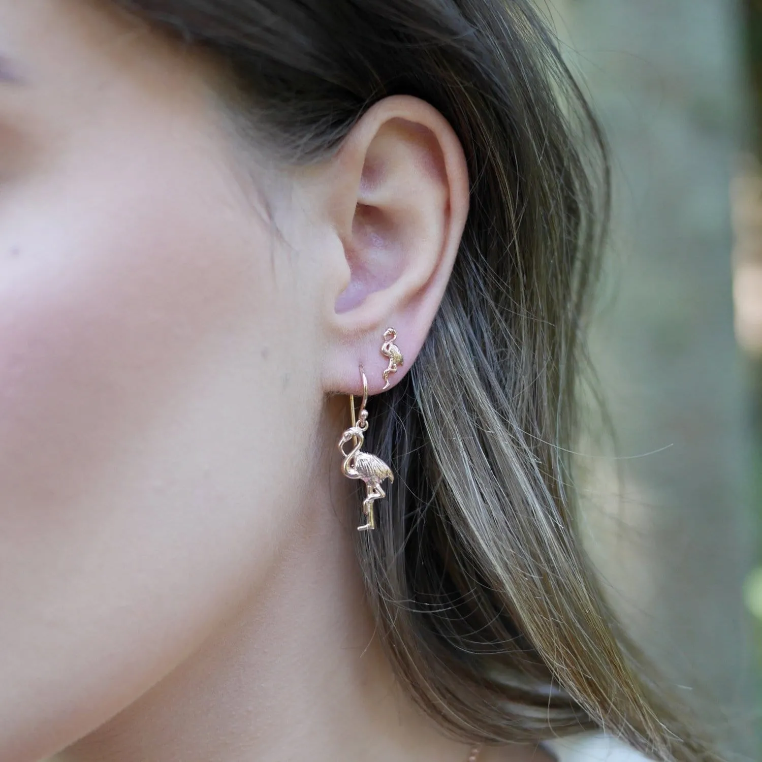 Rose Gold Plated Flamingo Stud Earrings