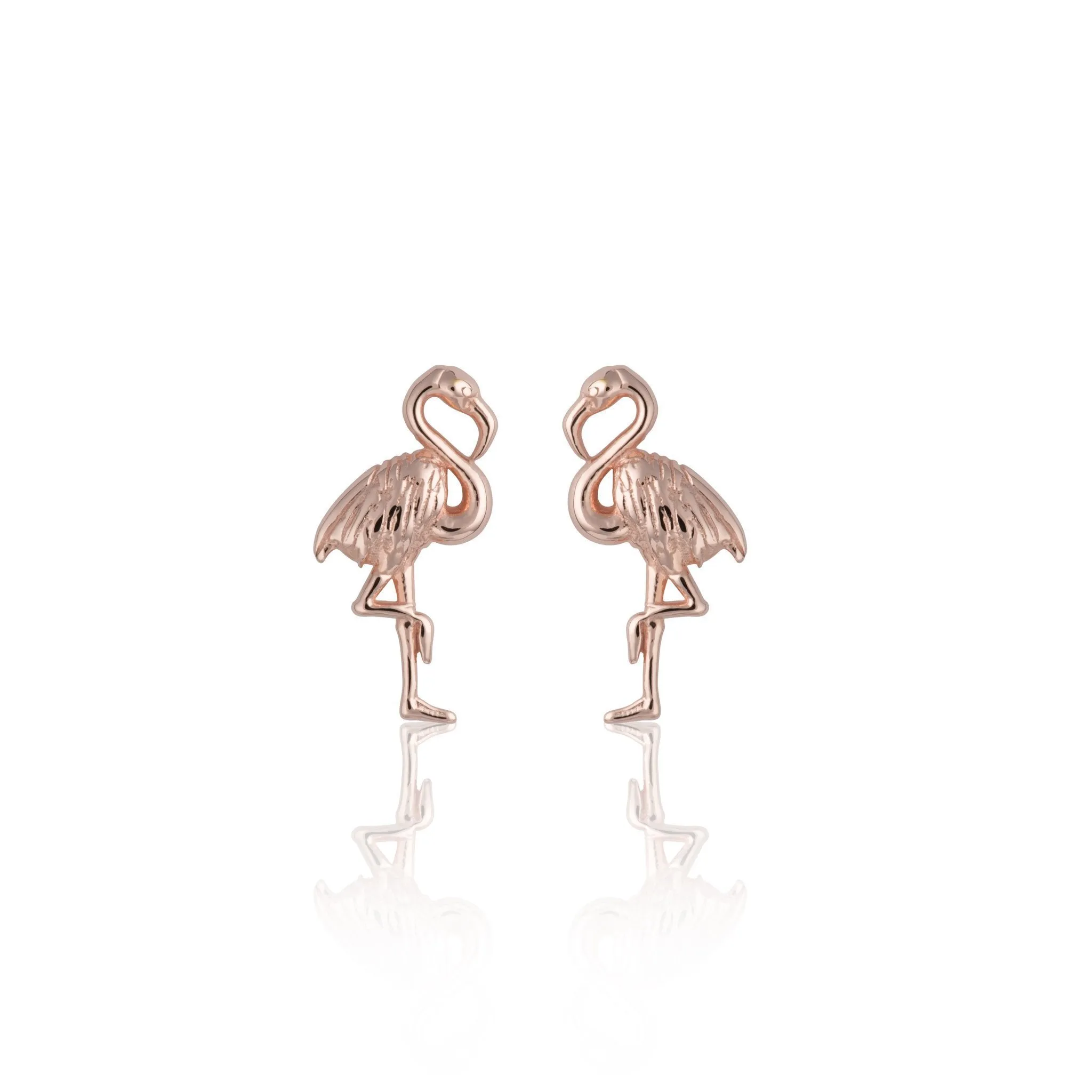 Rose Gold Plated Flamingo Stud Earrings