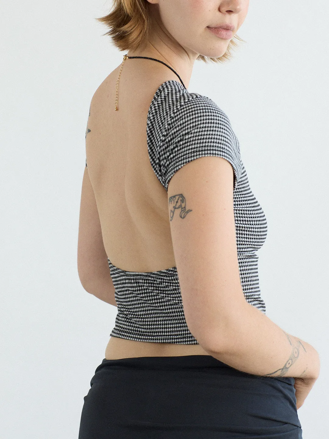 Rowan Tee - Caviar Gingham