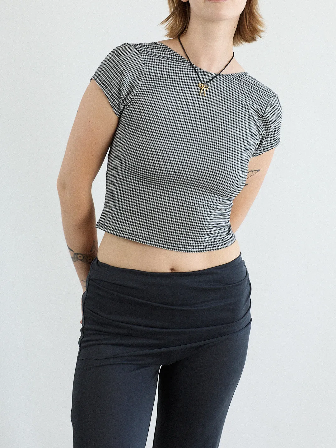 Rowan Tee - Caviar Gingham