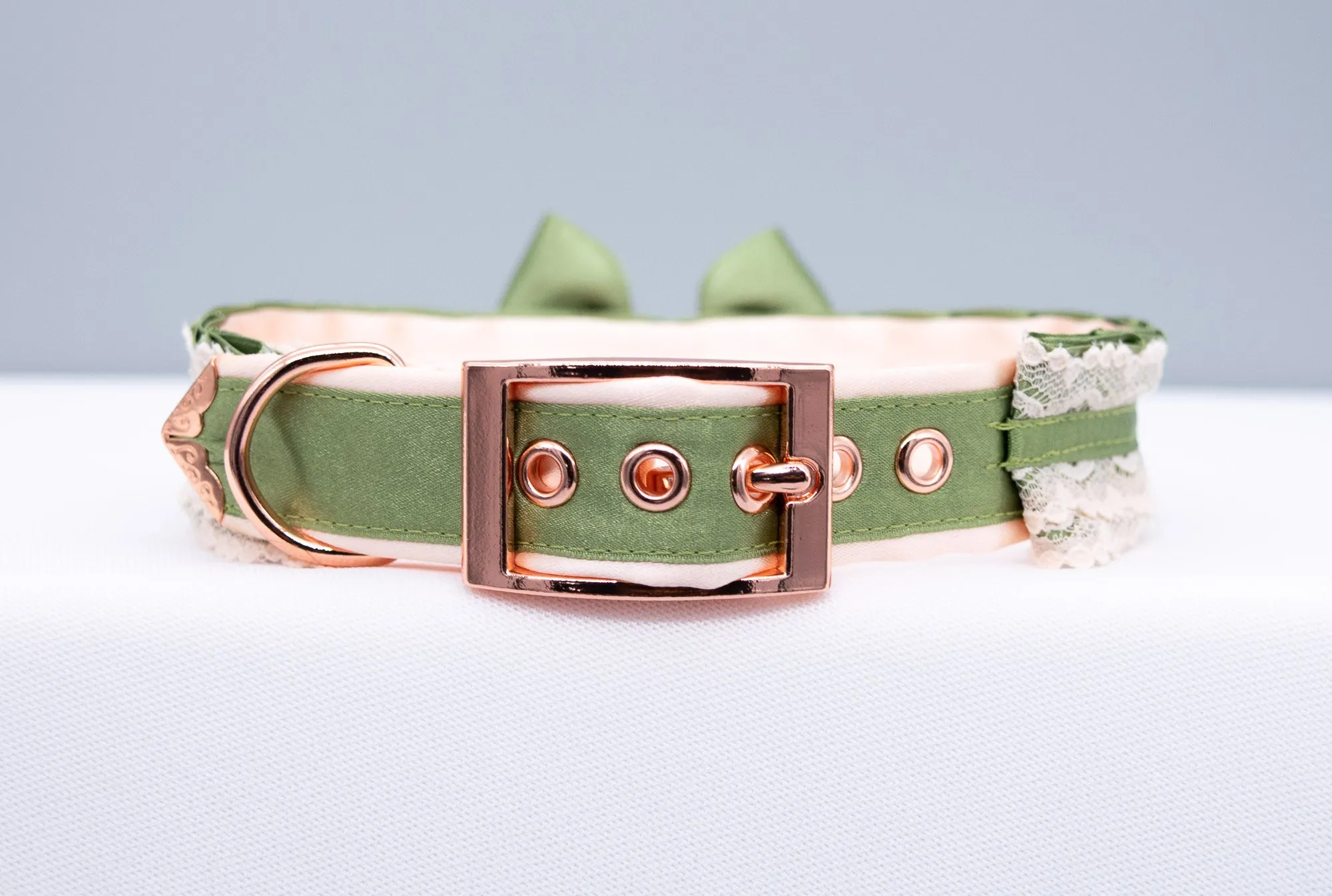 Sage Green and Rose Gold Pet Play Collar