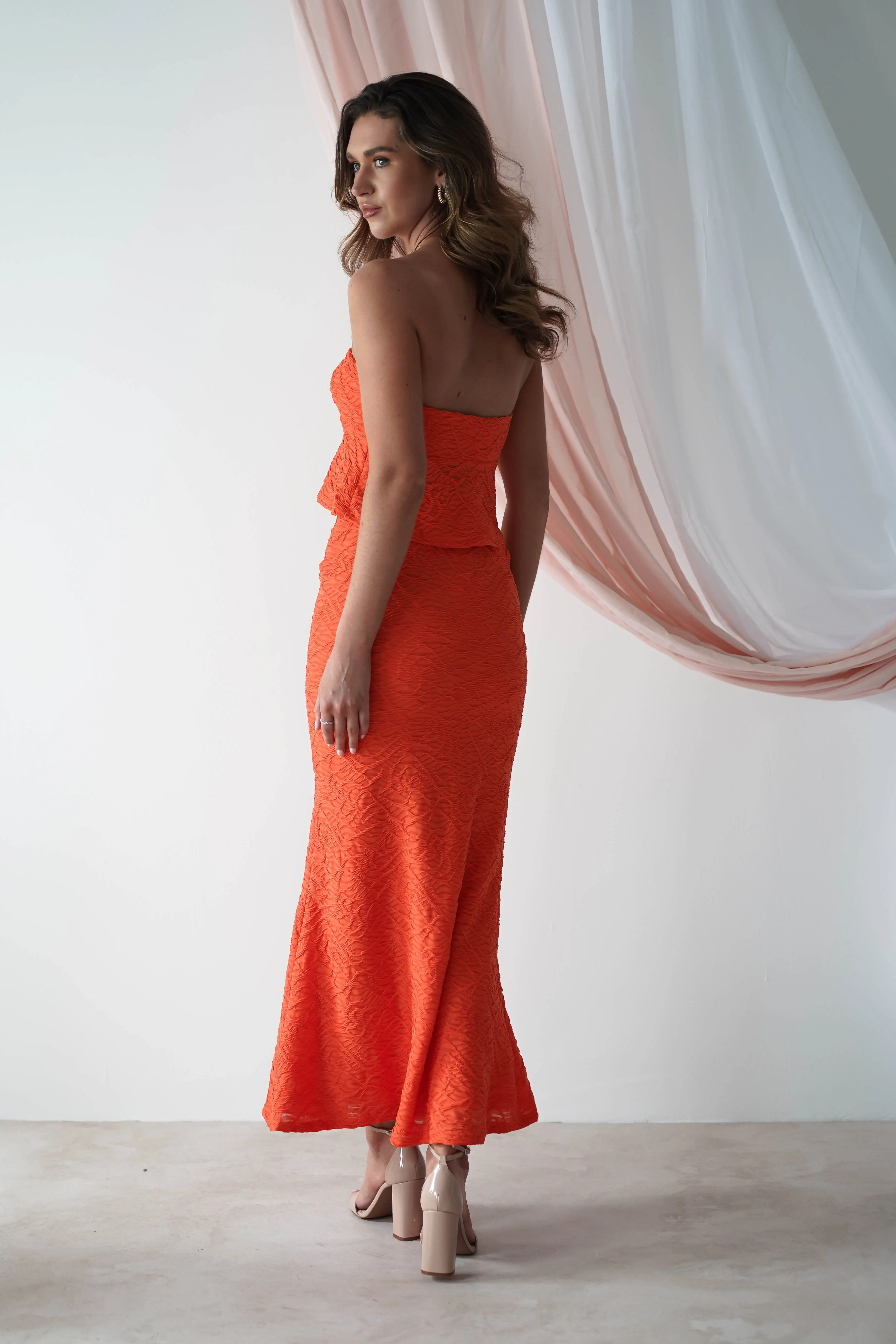Saltarra Bodycon Top & Skirt Set | Orange