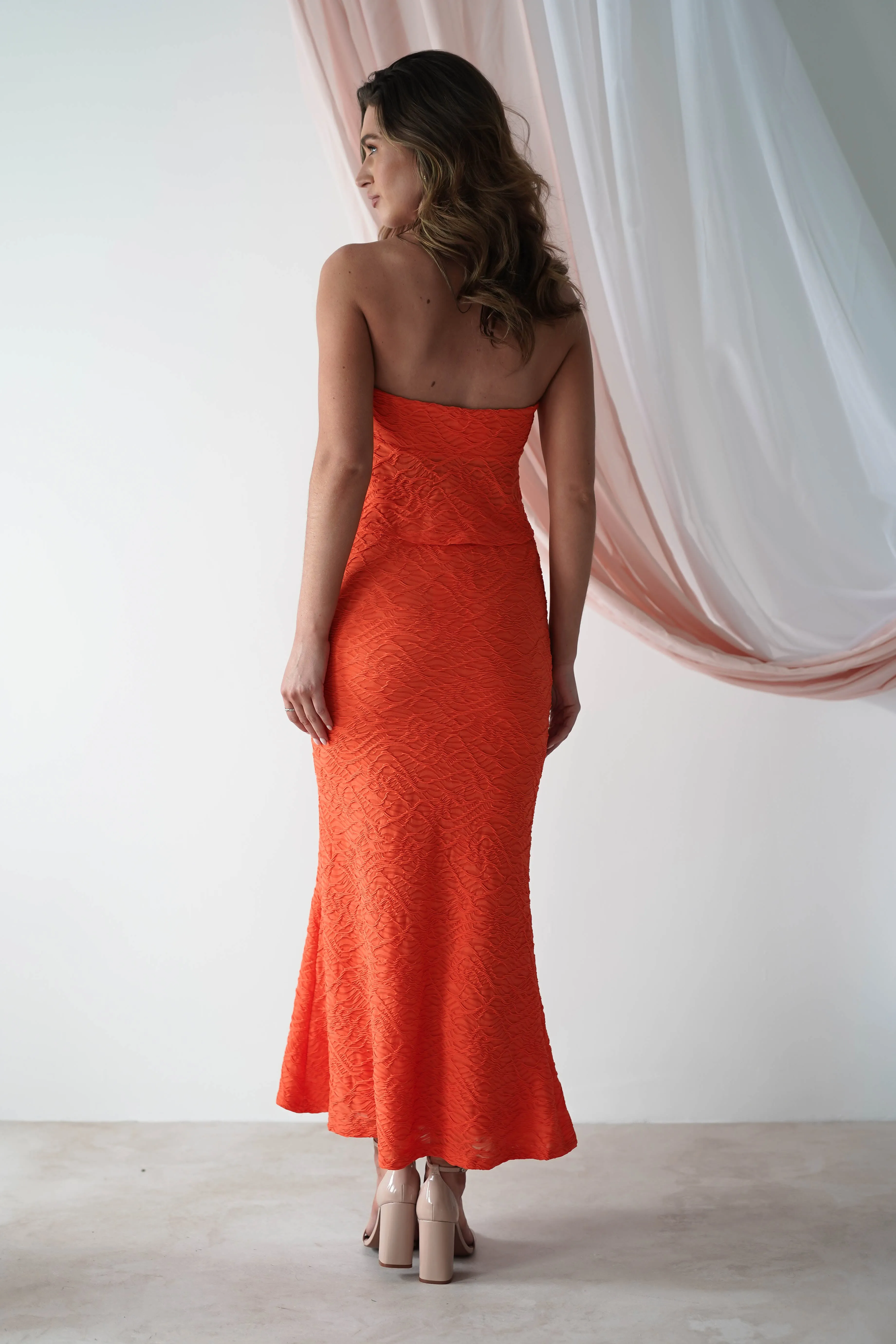 Saltarra Bodycon Top & Skirt Set | Orange