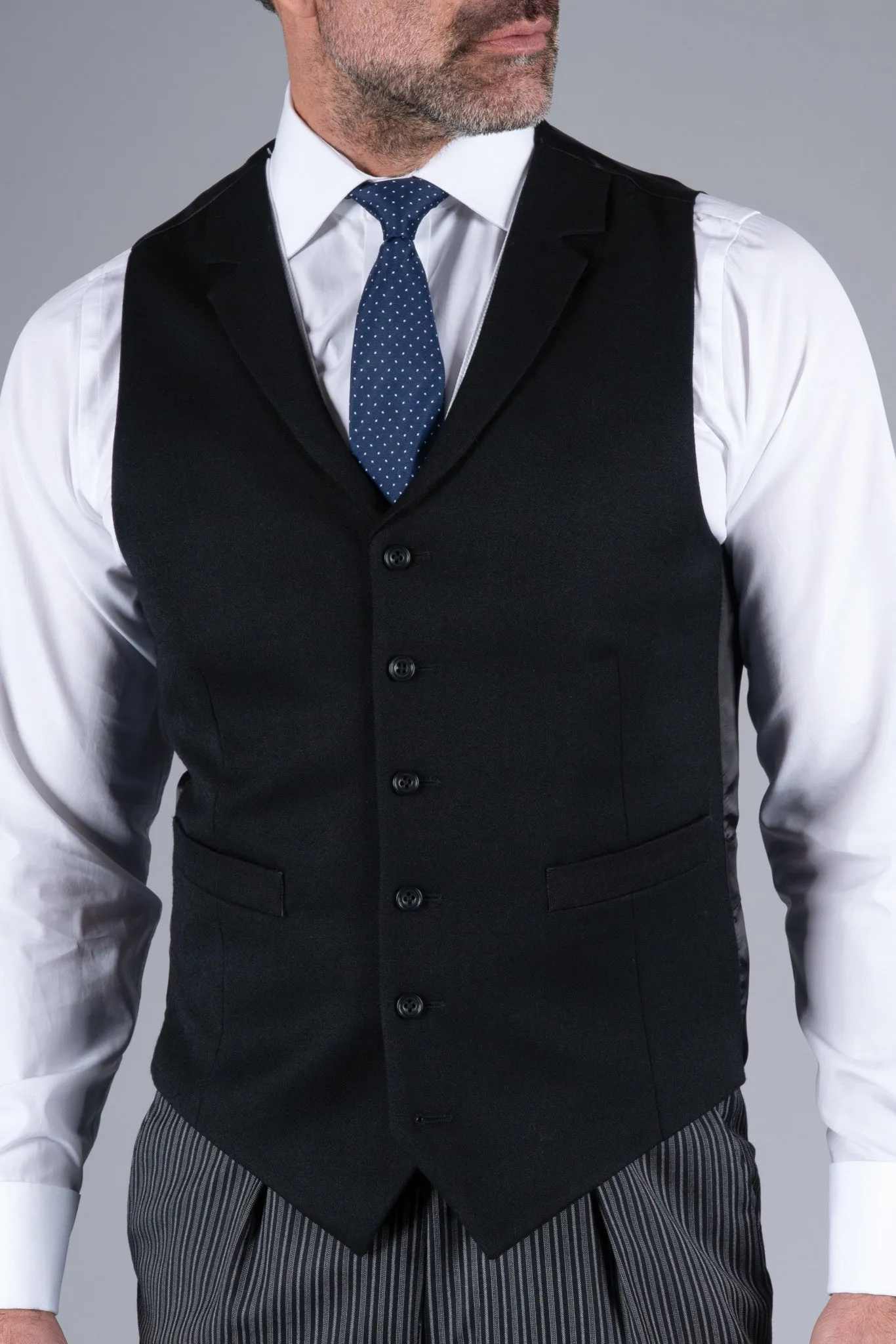 Single Breasted Morning Vest - Black