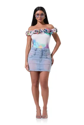 Solange Rosette Bodysuit - Blur Pansy