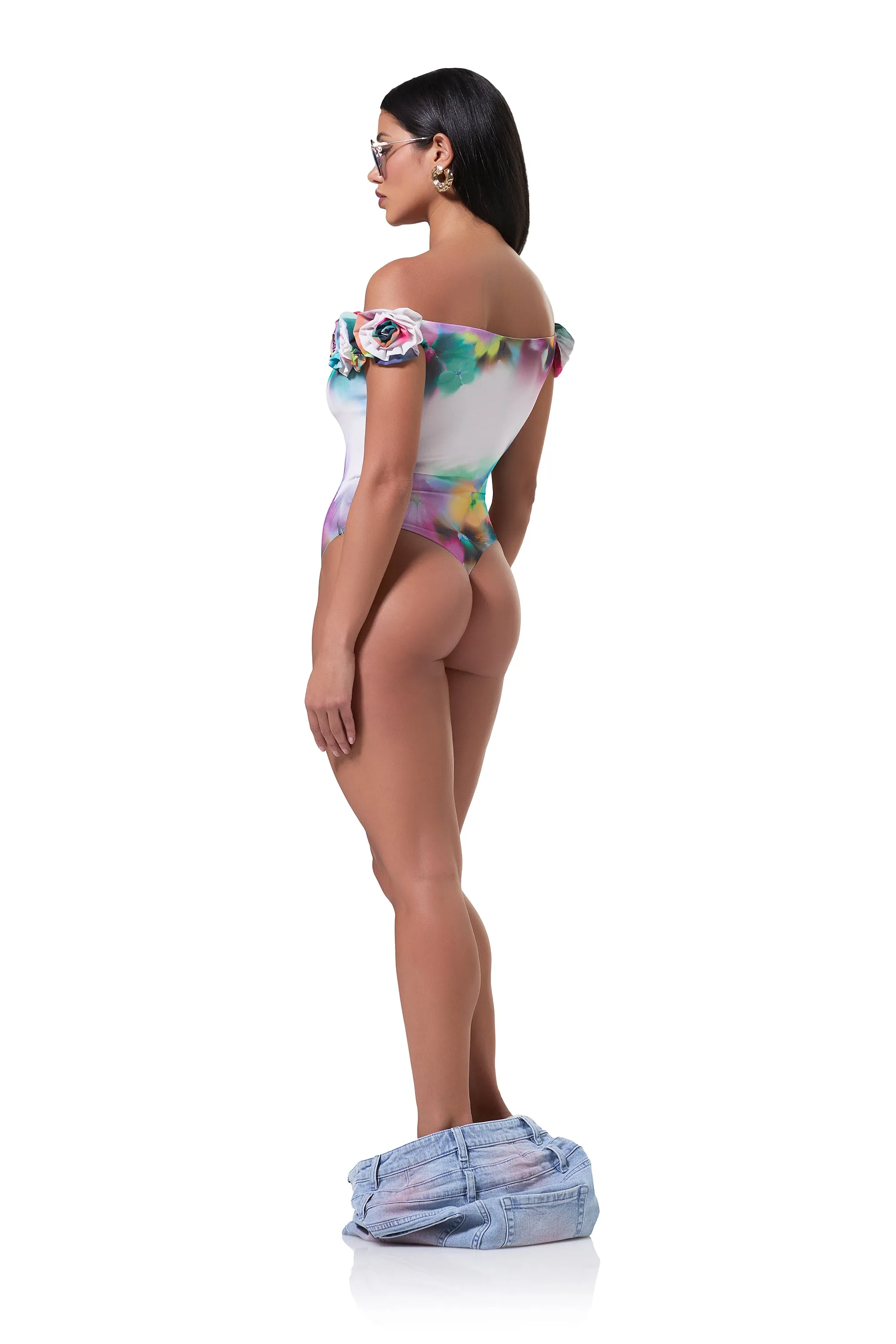 Solange Rosette Bodysuit - Blur Pansy