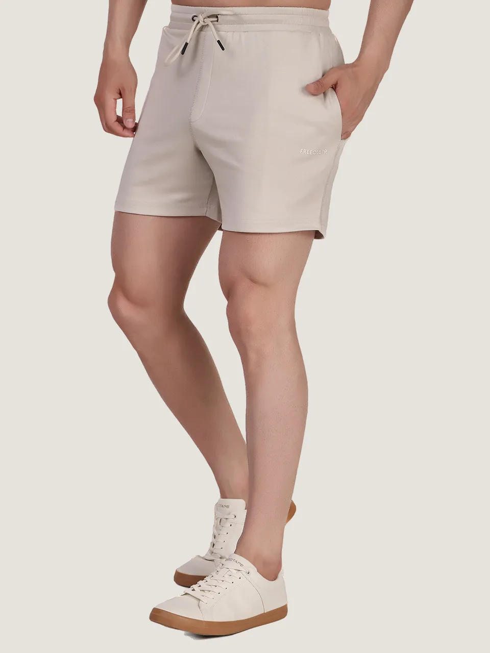 Unisex Ecru Colourblock Half Sleeve Co-Ord Set