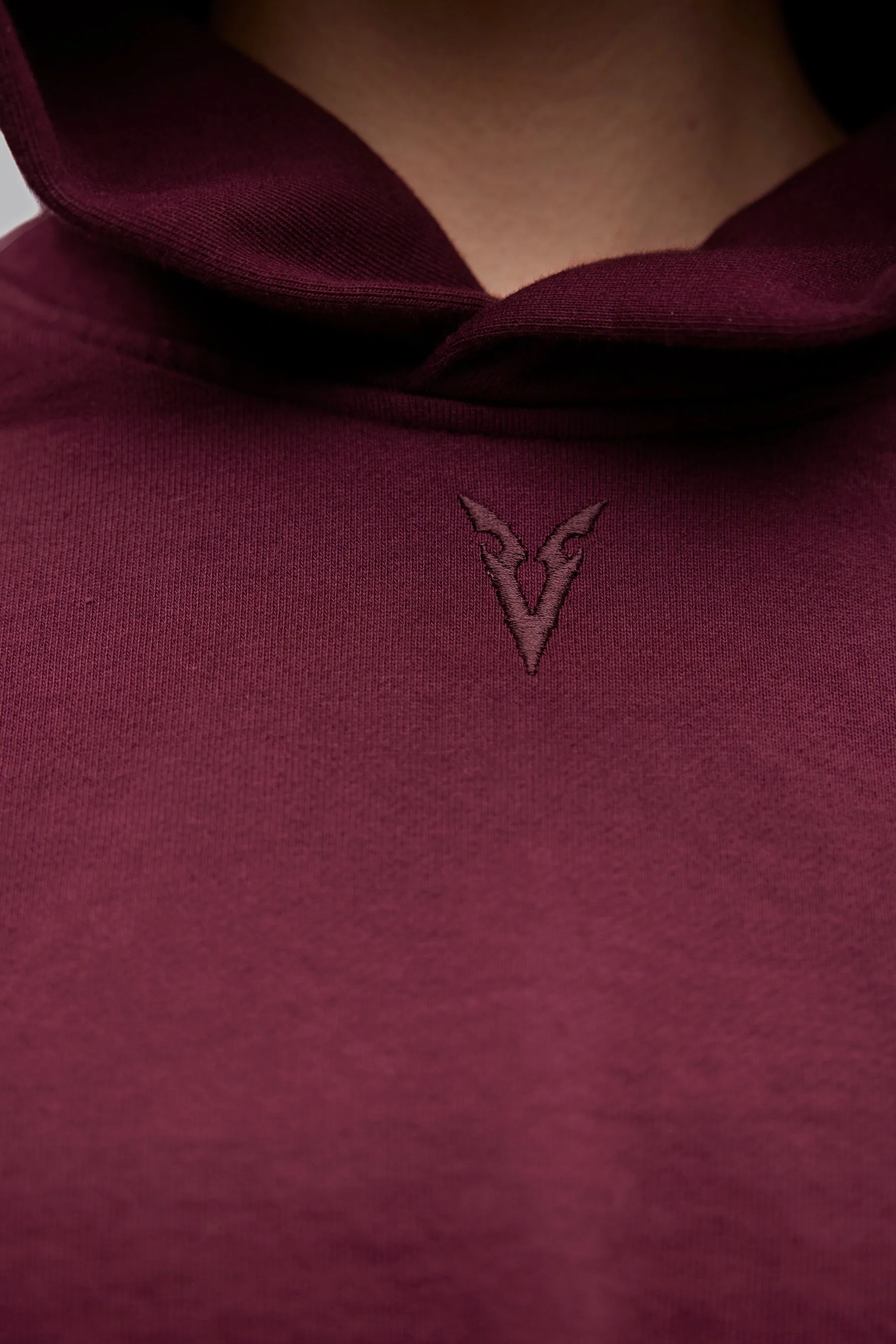 V_LYFE420 BOXY HOODIE - Burgundy
