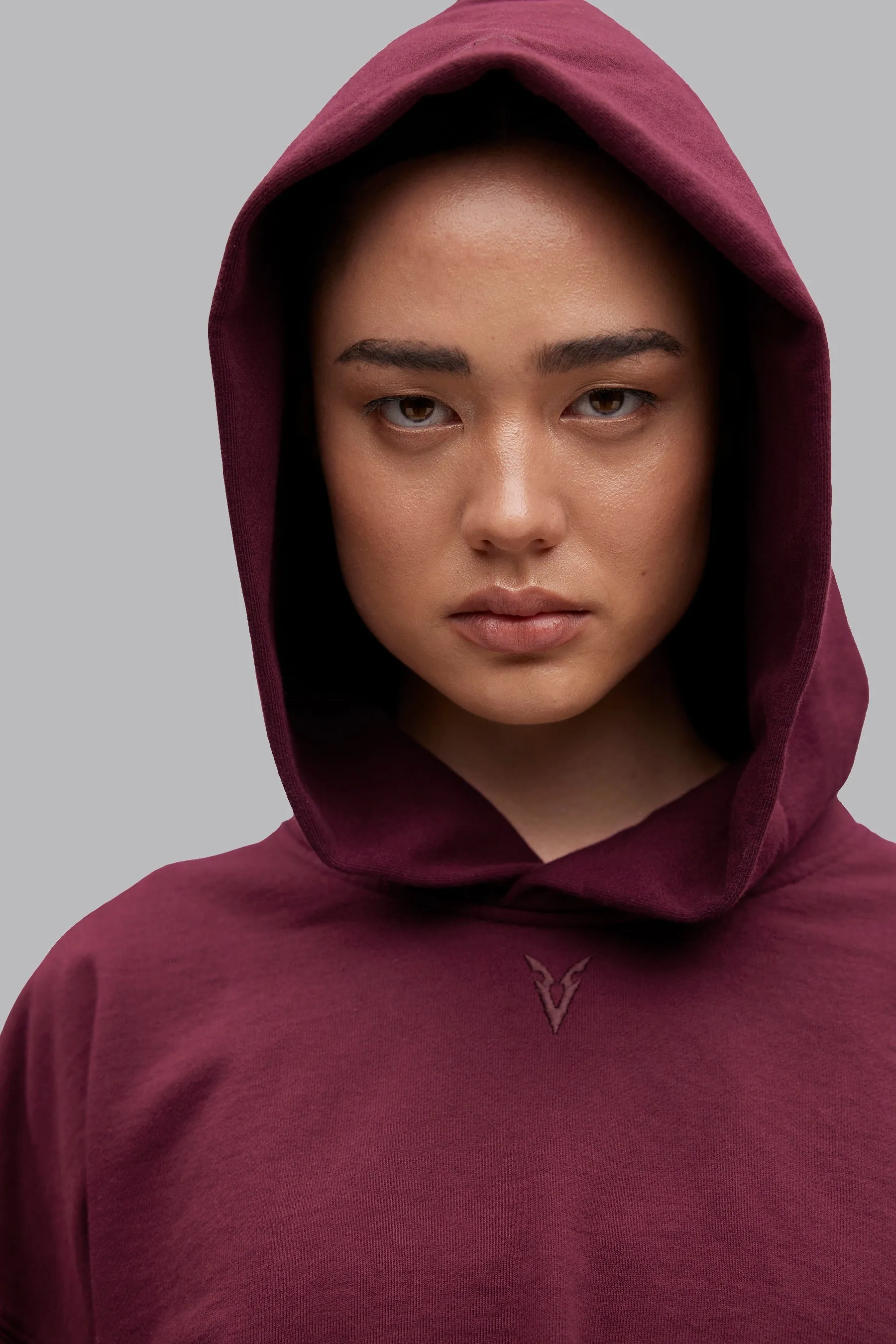 V_LYFE420 BOXY HOODIE - Burgundy