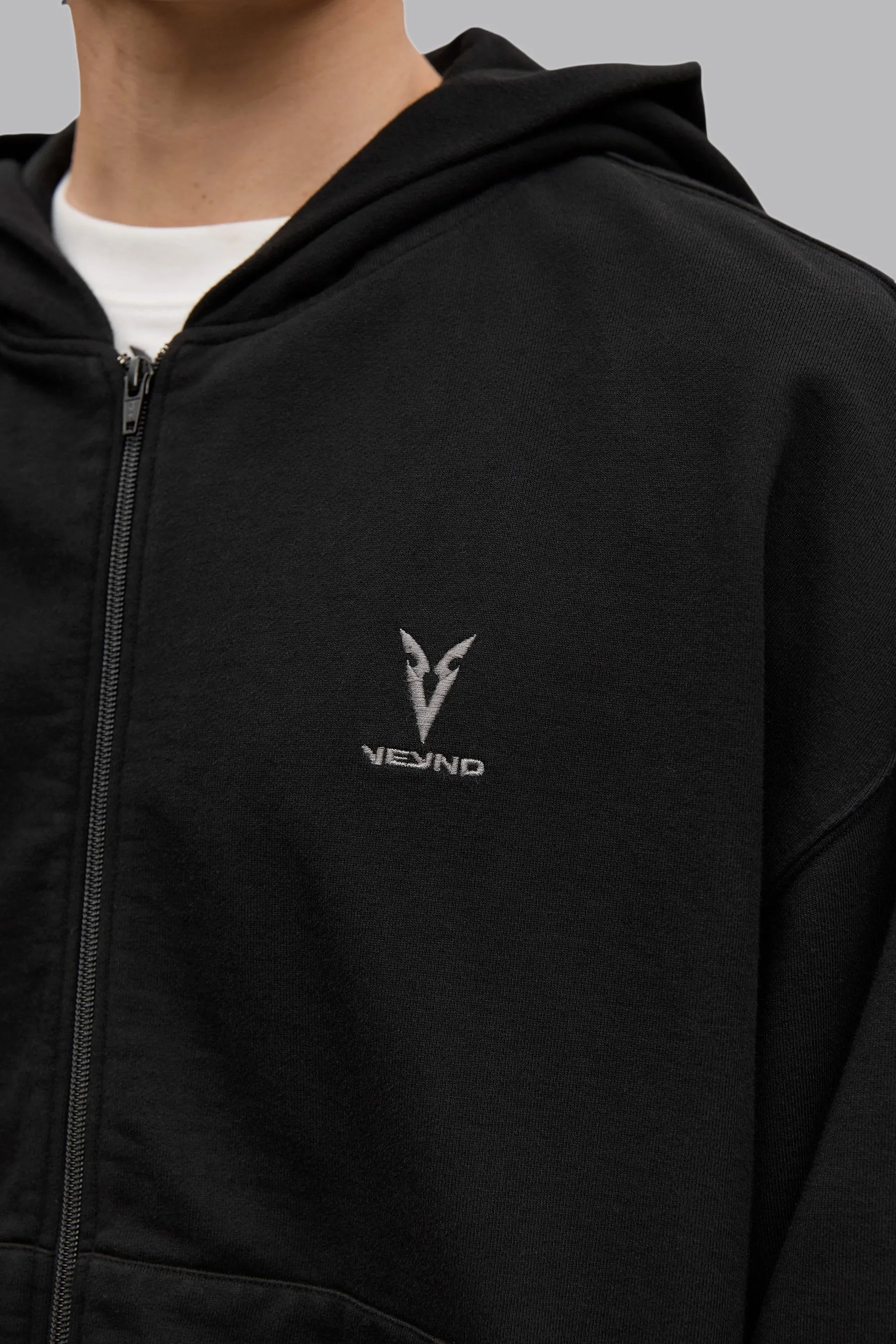 V_LYFE420 BOXY ZIP HOODIE - Black