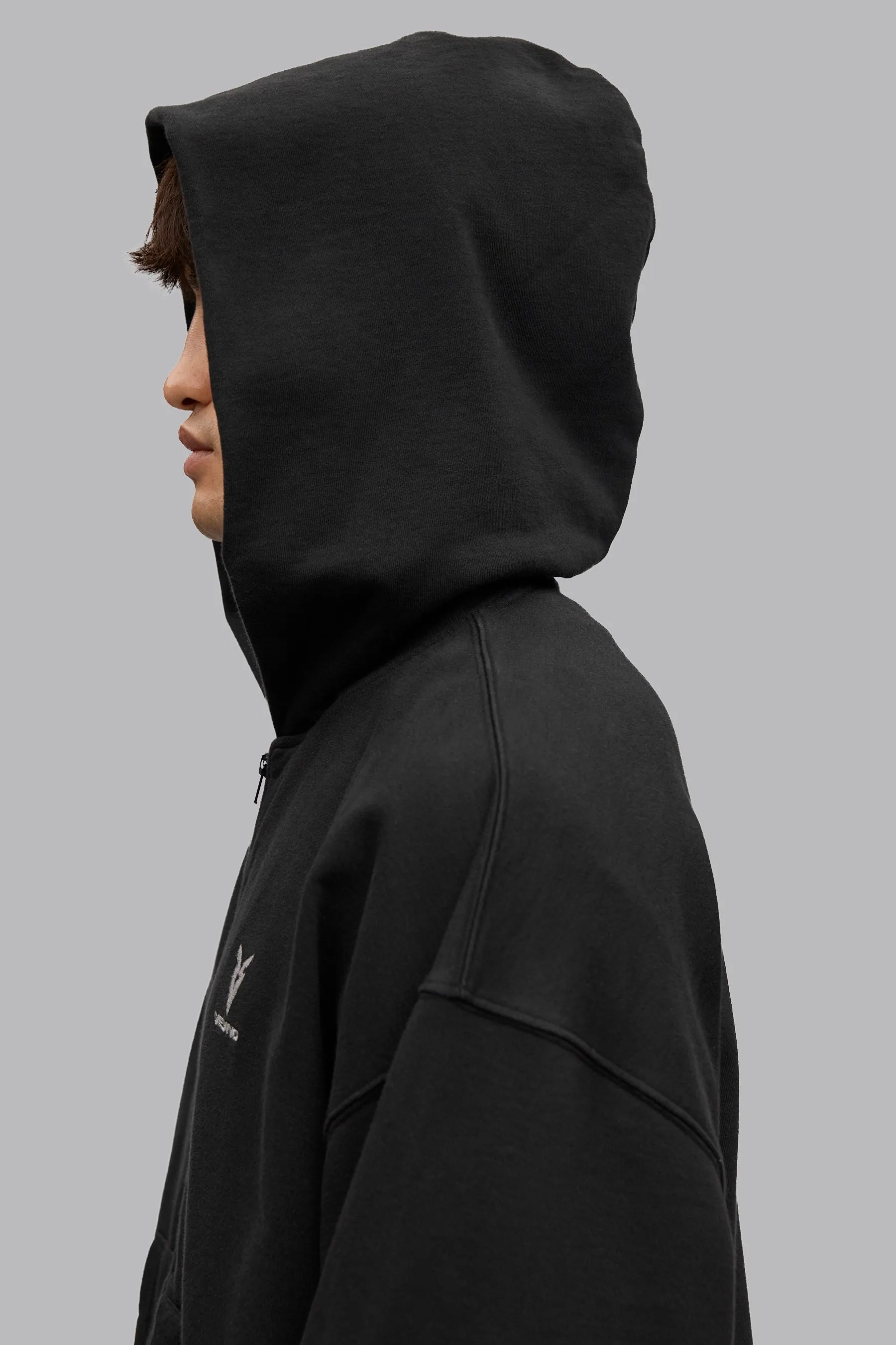 V_LYFE420 BOXY ZIP HOODIE - Black