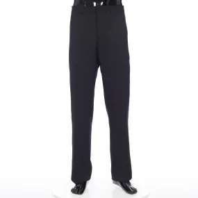 x PETER DOIG Dress Pants In Black Wool Twill With Satin Stripe